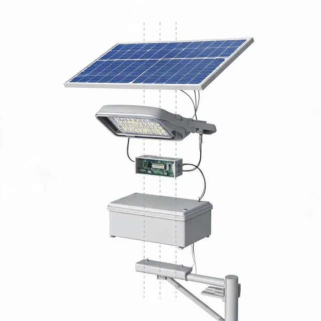 Serviceable solar street luminaire components
