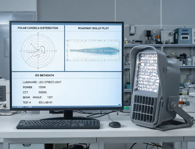Polar candela plot and outdoor luminaire test data
